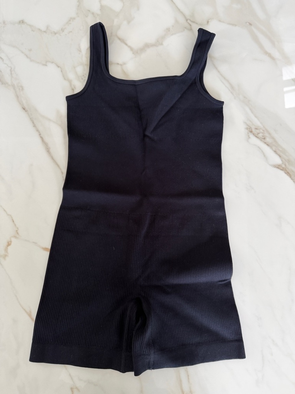 Black Ribbed Sleeveless Romper/Bodysuit